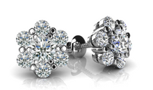 Load image into Gallery viewer, Diamond Cluster Stud Earrings