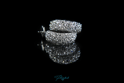 Inverted Diamond Hoop Earrings