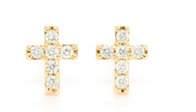 Load image into Gallery viewer, Mini Diamond Cross Earrings
