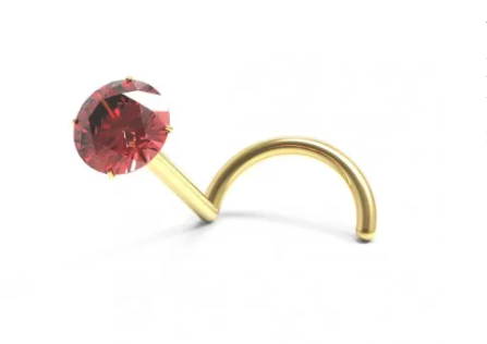 Four Prong Natural Ruby Nose Ring