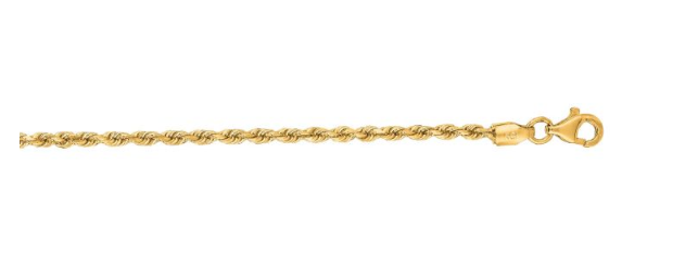 14k Solid Gold 2mm Rope Chain