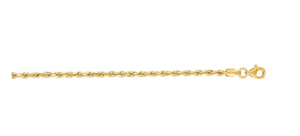 14k Solid Gold Diamond Cut 2.5mm Rope Chain