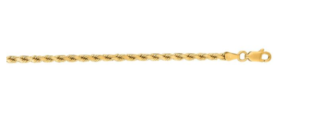 14k Solid Gold Diamond Cut 3.5mm Rope Chain